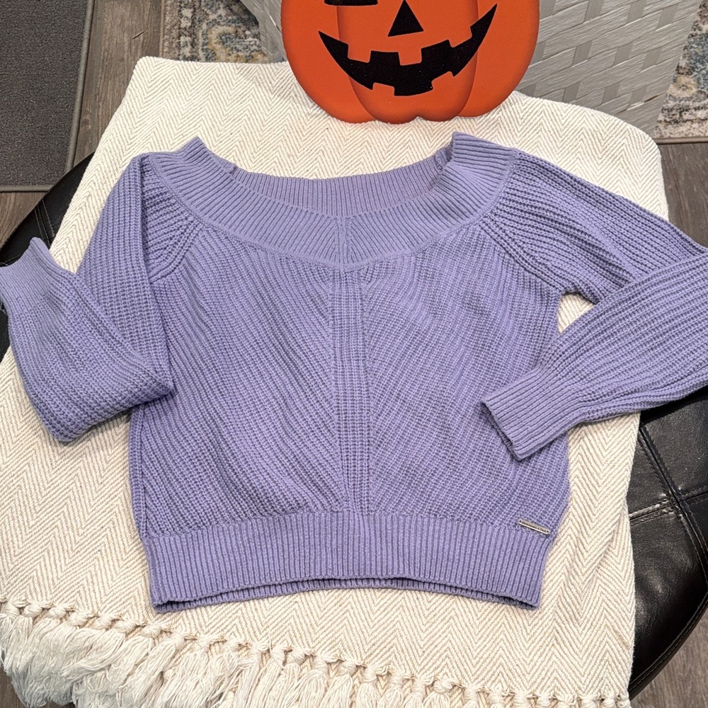 Abercrombie & Fitch Purple Off-the-Shoulder Sweater